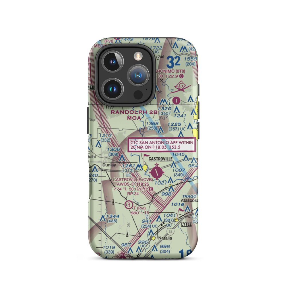 Weiblen Airport (TE13) VFR Sectional  Tough iPhone Case iPhone 16 Pro model shown