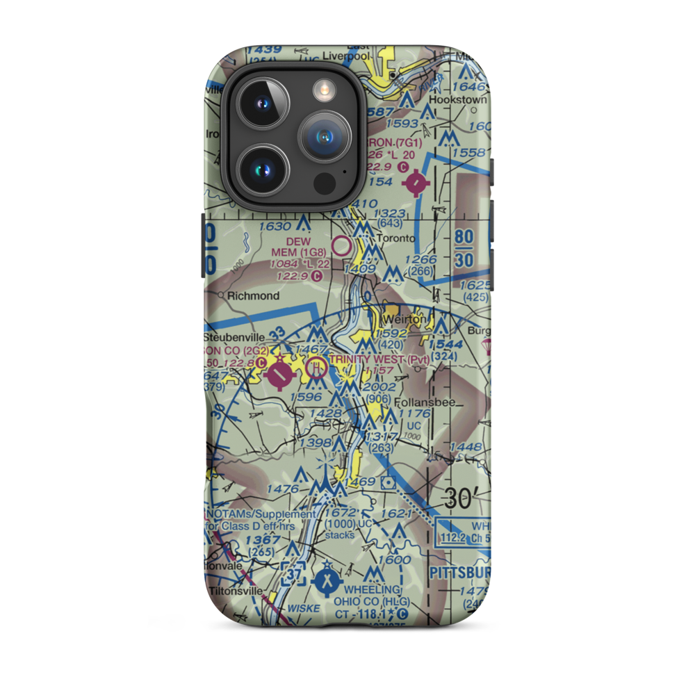 Weirton - Steubenville Seaplane Base (WV42) VFR Sectional  Tough iPhone Case iPhone 16 Pro Max model shown