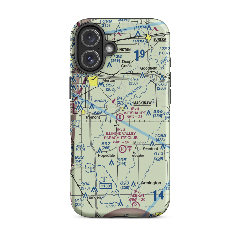 Weishaupt Airport (9IL6) VFR Sectional  Tough iPhone Case iPhone 16 Plus model shown