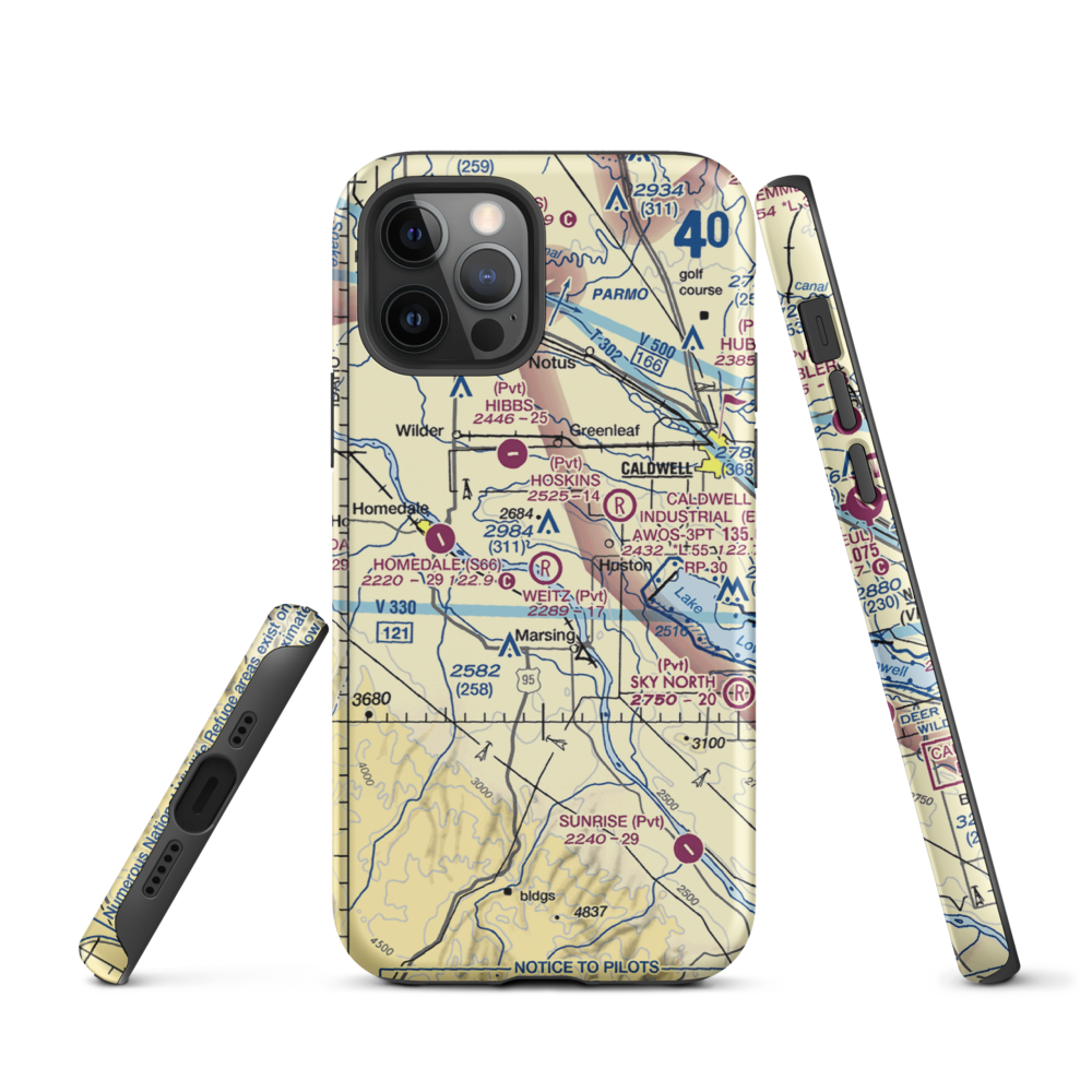 Weitz Airport (ID10) VFR Sectional  Tough iPhone Case iPhone 12 Pro model shown