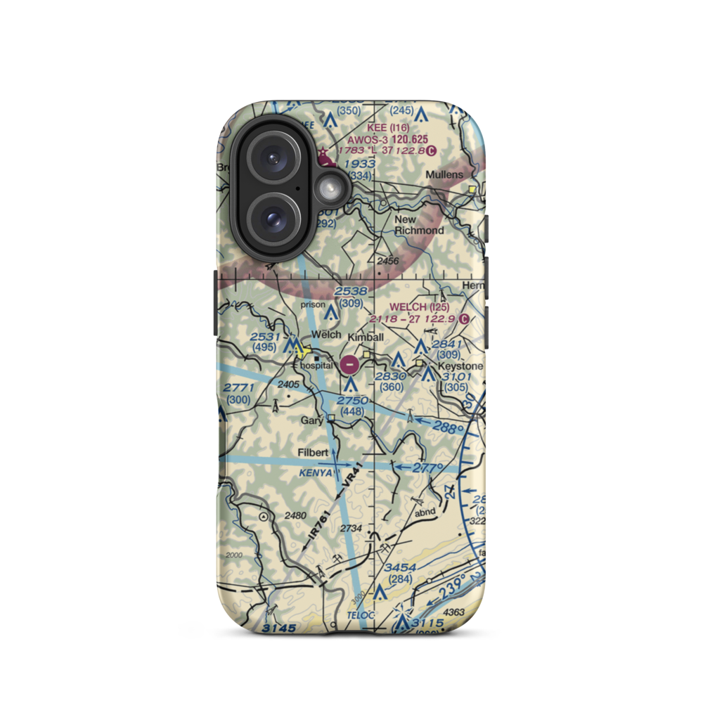 Welch Municipal Airport (I25) VFR Sectional  Tough iPhone Case iPhone 16 model shown