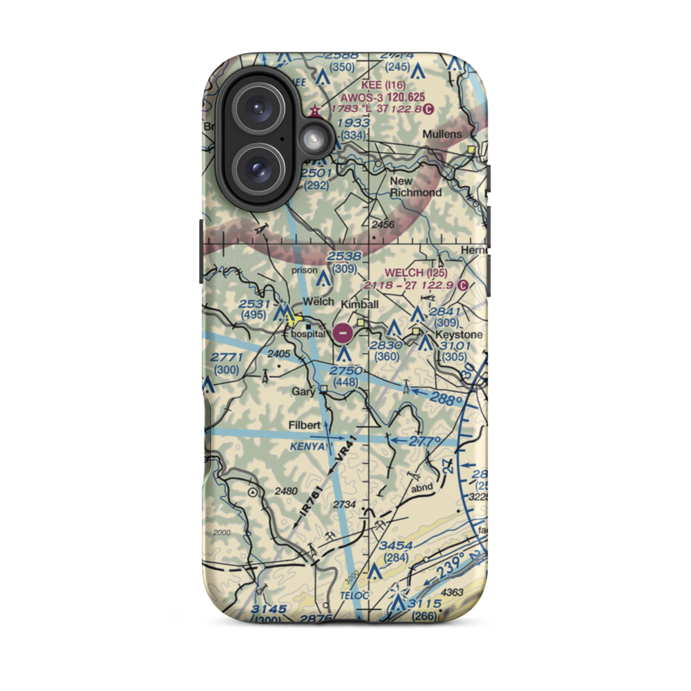 Welch Municipal Airport (I25) VFR Sectional  Tough iPhone Case iPhone 16 Plus model shown