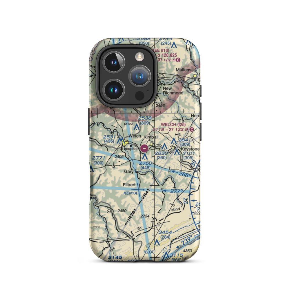 Welch Municipal Airport (I25) VFR Sectional  Tough iPhone Case iPhone 16 Pro model shown