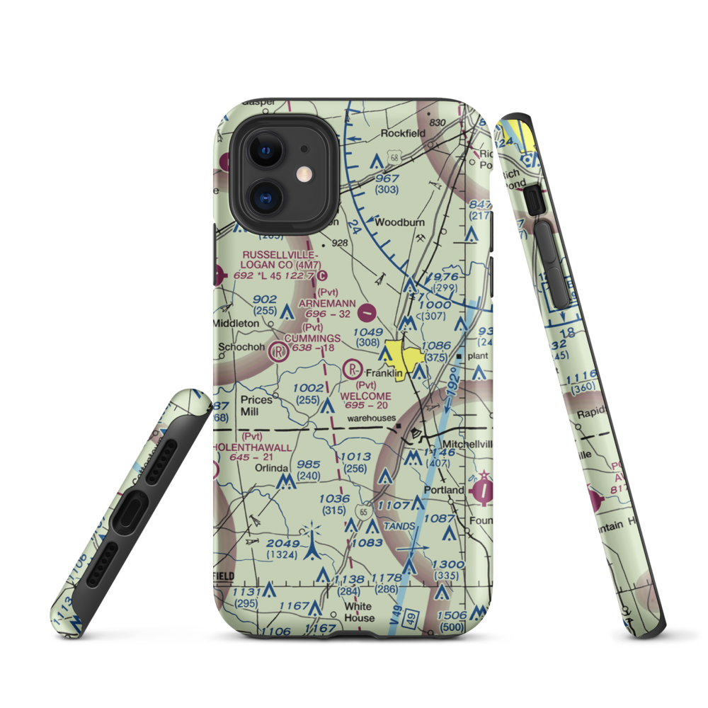Welcome Field (35KY) VFR Sectional  Tough iPhone Case iPhone 11 model shown