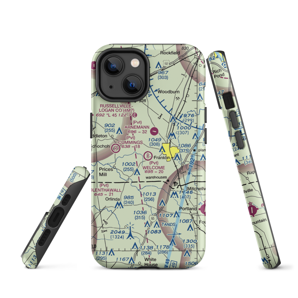 Welcome Field (35KY) VFR Sectional  Tough iPhone Case iPhone 14 model shown