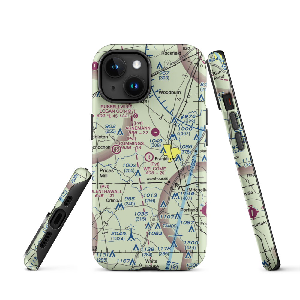 Welcome Field (35KY) VFR Sectional  Tough iPhone Case iPhone 15 model shown
