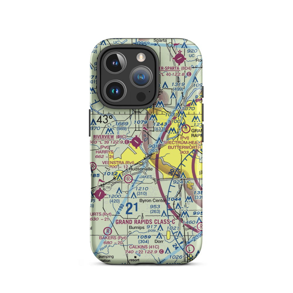 Weller Airport (MI78) VFR Sectional  Tough iPhone Case iPhone 16 Pro model shown