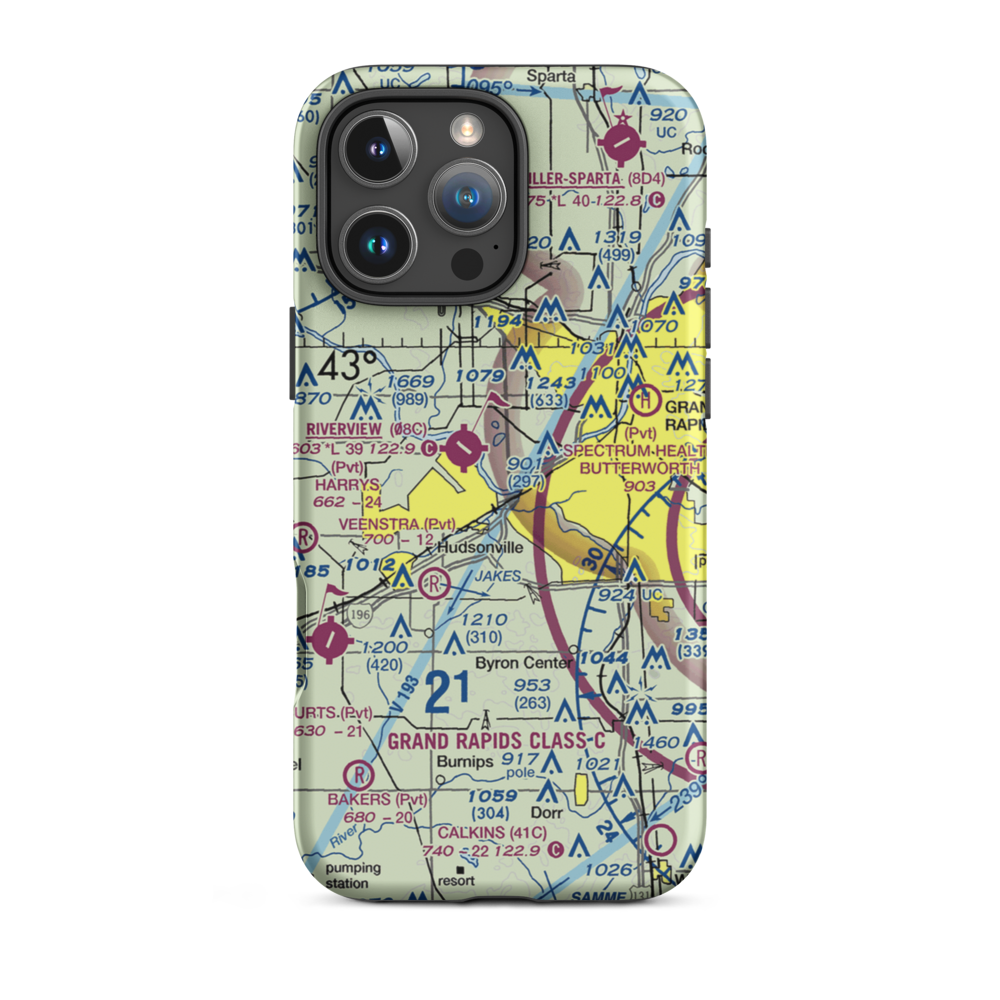 Weller Airport (MI78) VFR Sectional  Tough iPhone Case iPhone 16 Pro Max model shown