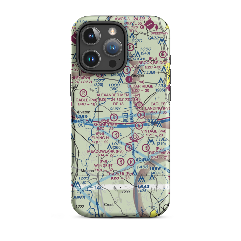 Wellers Landing Airport (GA29) VFR Sectional  Tough iPhone Case iPhone 16 Pro Max model shown