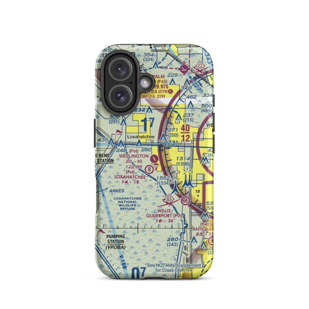 Wellington Aero Club Airport (FD38) VFR Sectional  Tough iPhone Case iPhone 16 model shown
