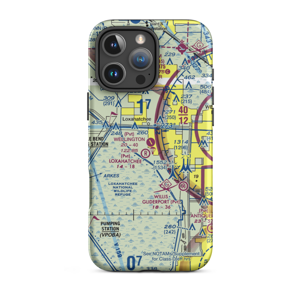 Wellington Aero Club Airport (FD38) VFR Sectional  Tough iPhone Case iPhone 16 Pro Max model shown