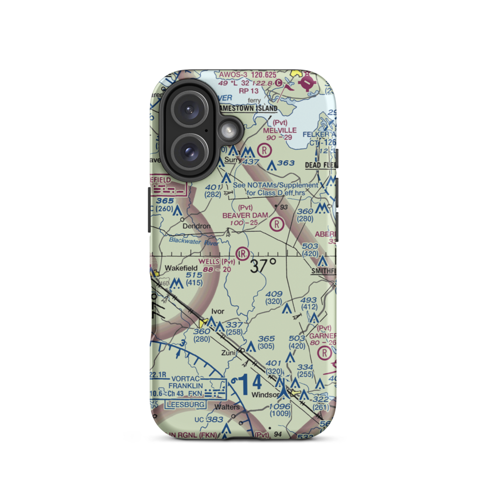Wells Airport (VA56) VFR Sectional  Tough iPhone Case iPhone 16 model shown