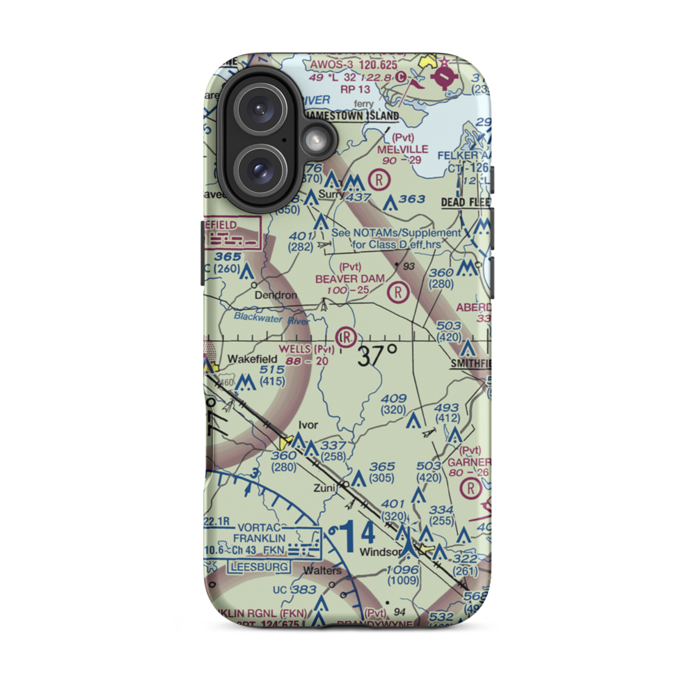 Wells Airport (VA56) VFR Sectional  Tough iPhone Case iPhone 16 Plus model shown
