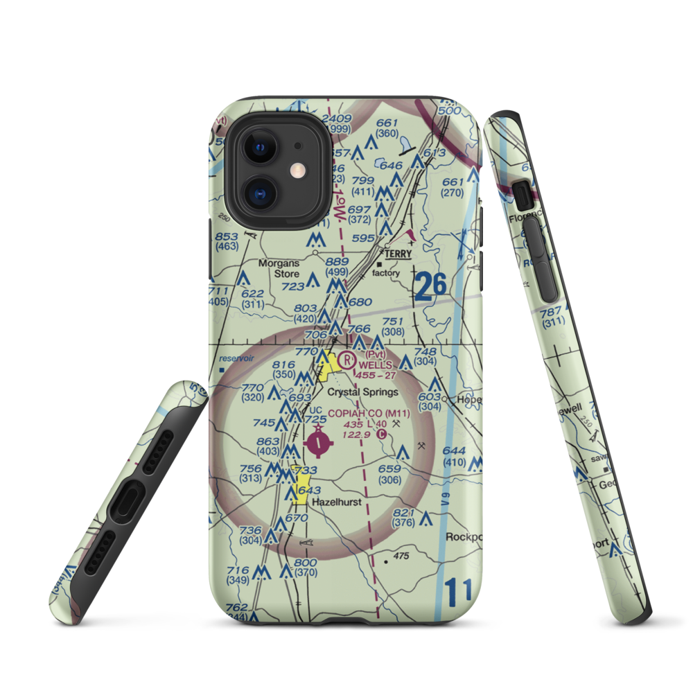 Wells Farm Airport (6MS2) VFR Sectional  Tough iPhone Case iPhone 11 model shown