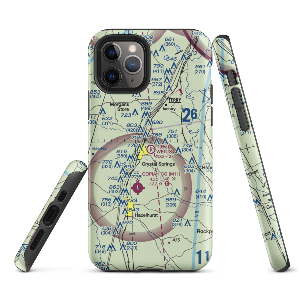 Wells Farm Airport (6MS2) VFR Sectional  Tough iPhone Case iPhone 11 Pro model shown