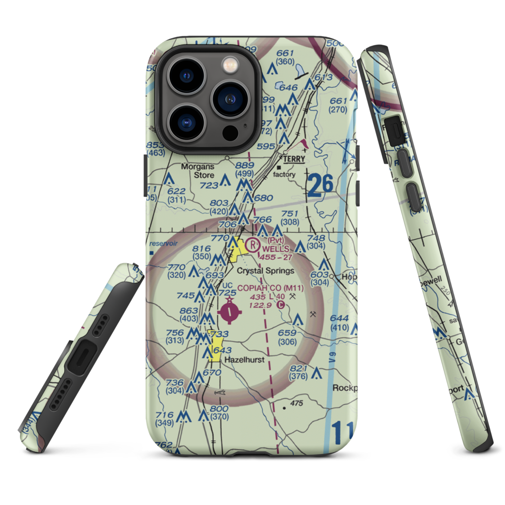 Wells Farm Airport (6MS2) VFR Sectional  Tough iPhone Case iPhone 13 Pro Max model shown