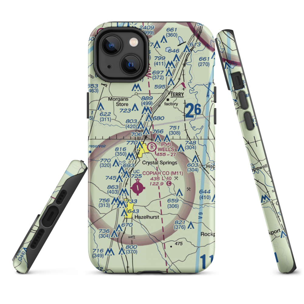 Wells Farm Airport (6MS2) VFR Sectional  Tough iPhone Case iPhone 14 Plus model shown