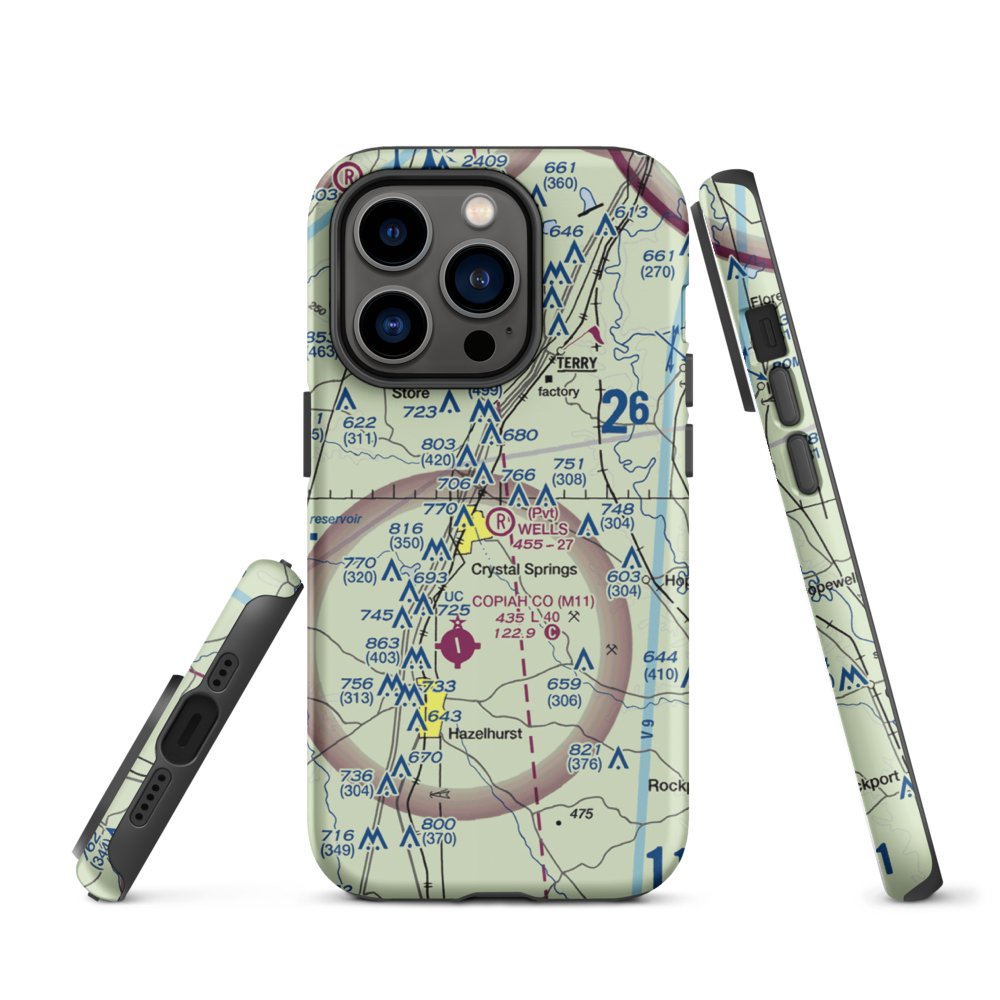 Wells Farm Airport (6MS2) VFR Sectional  Tough iPhone Case iPhone 14 Pro model shown