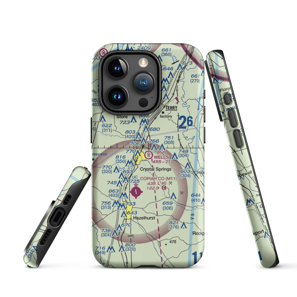Wells Farm Airport (6MS2) VFR Sectional  Tough iPhone Case iPhone 15 Pro model shown