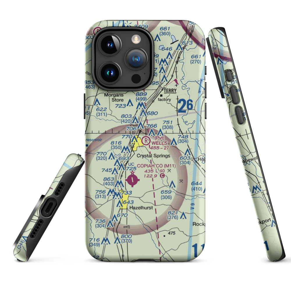 Wells Farm Airport (6MS2) VFR Sectional  Tough iPhone Case iPhone 15 Pro Max model shown