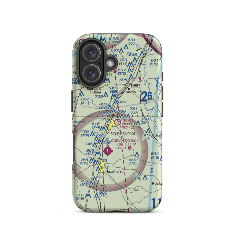 Wells Farm Airport (6MS2) VFR Sectional  Tough iPhone Case iPhone 16 model shown
