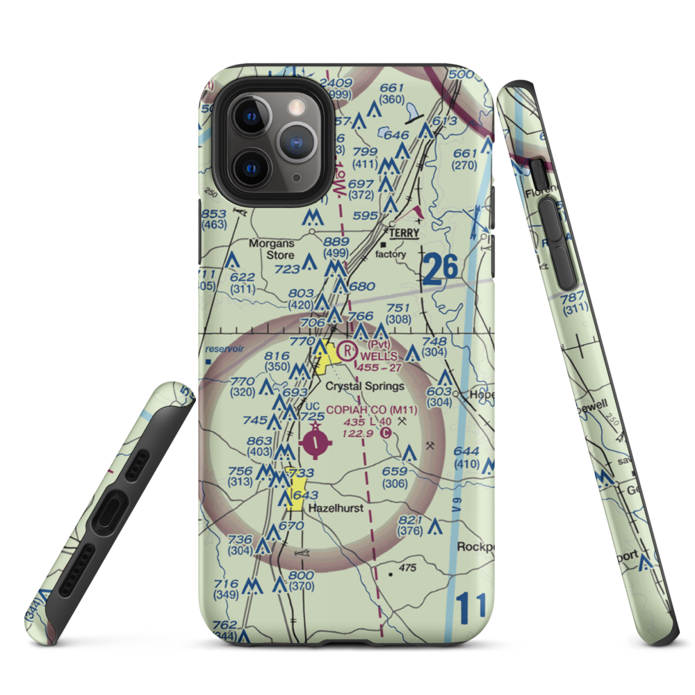Wells Farm Airport (6MS2) VFR Sectional  Tough iPhone Case iPhone 11 Pro Max model shown