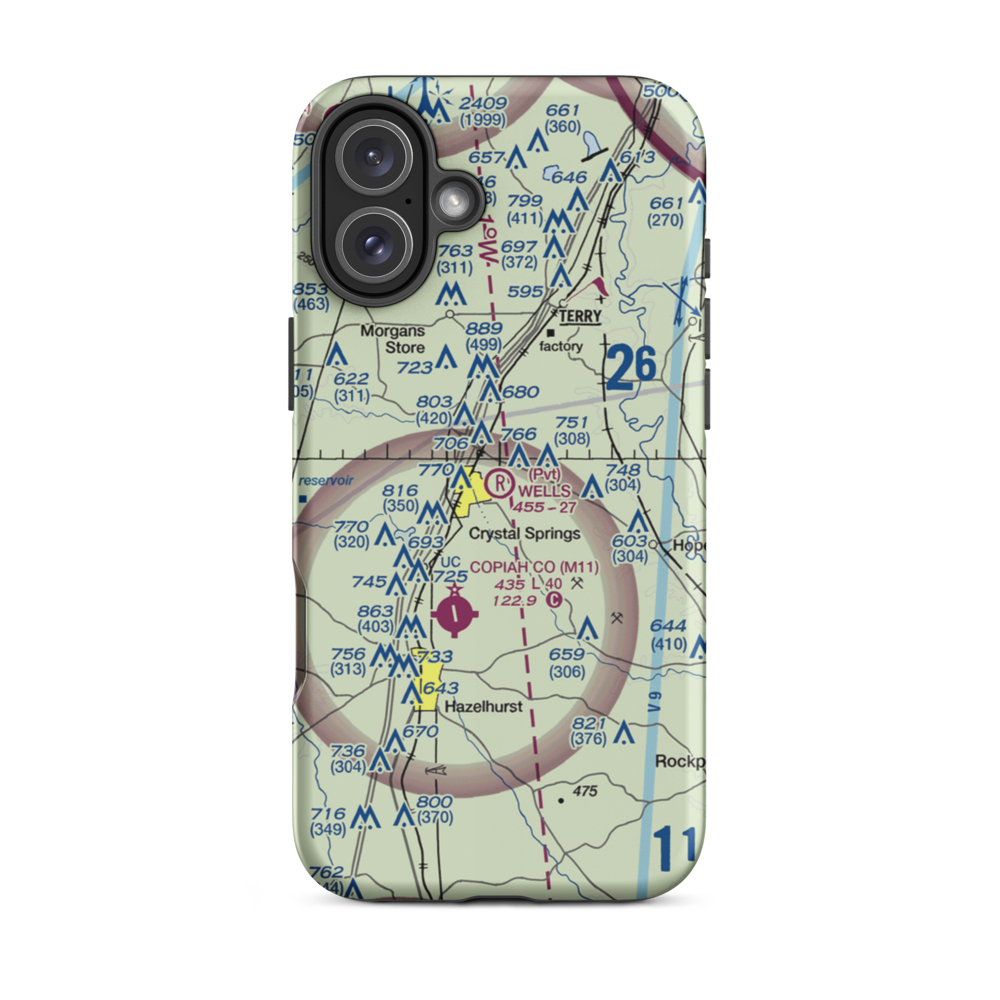 Wells Farm Airport (6MS2) VFR Sectional  Tough iPhone Case iPhone 16 Plus model shown