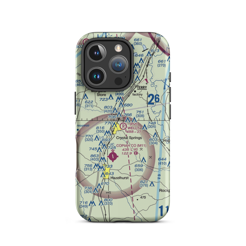 Wells Farm Airport (6MS2) VFR Sectional  Tough iPhone Case iPhone 16 Pro model shown
