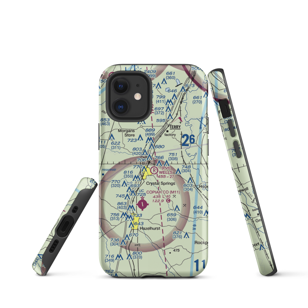 Wells Farm Airport (6MS2) VFR Sectional  Tough iPhone Case iPhone 12 mini model shown