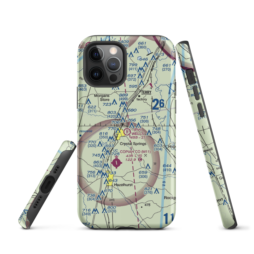 Wells Farm Airport (6MS2) VFR Sectional  Tough iPhone Case iPhone 12 Pro model shown