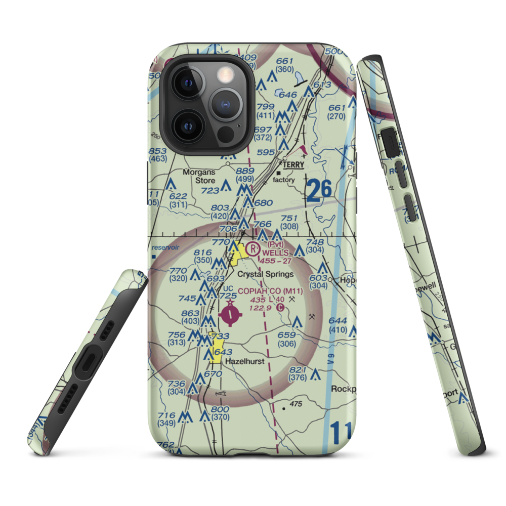 Wells Farm Airport (6MS2) VFR Sectional  Tough iPhone Case iPhone 12 Pro Max model shown