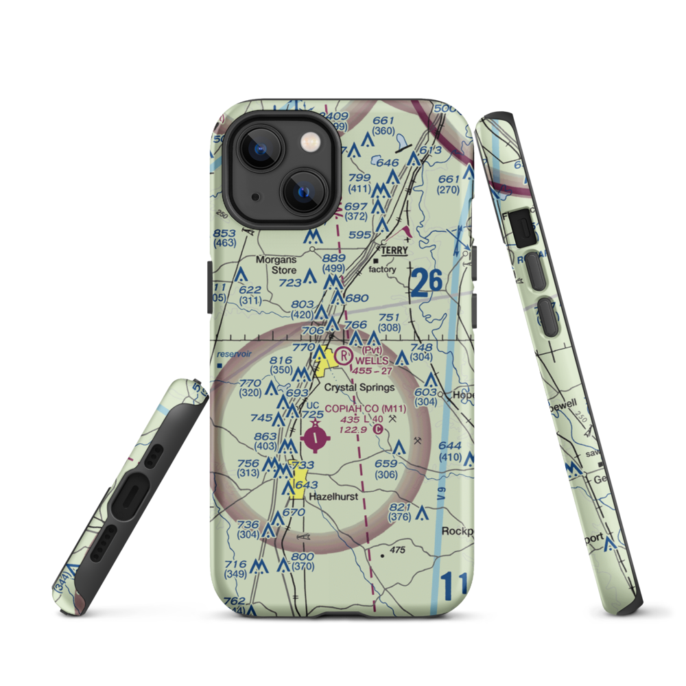 Wells Farm Airport (6MS2) VFR Sectional  Tough iPhone Case iPhone 13 model shown