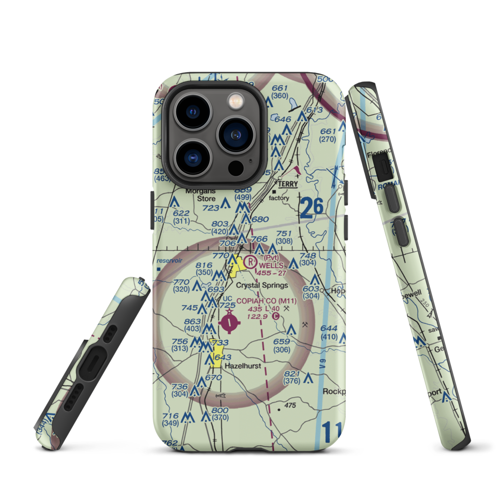 Wells Farm Airport (6MS2) VFR Sectional  Tough iPhone Case iPhone 13 Pro model shown