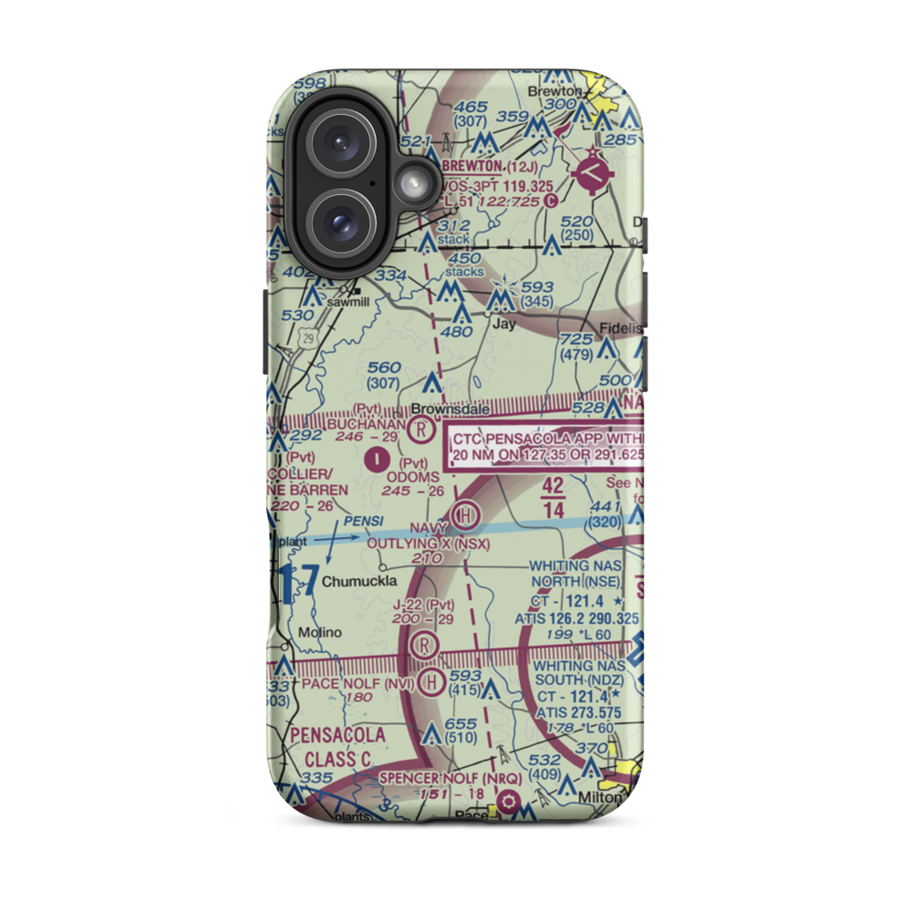 Wells Flying Service Airport (14FL) VFR Sectional  Tough iPhone Case iPhone 16 Plus model shown