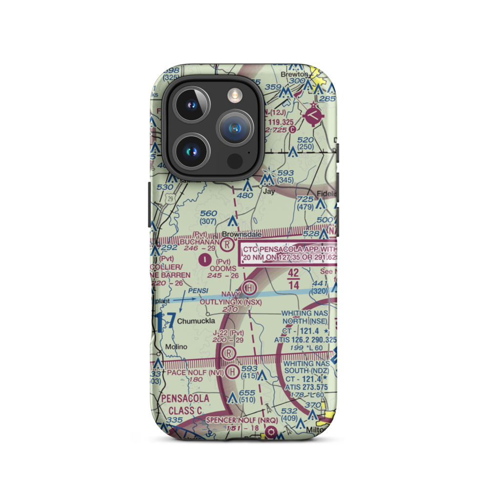 Wells Flying Service Airport (14FL) VFR Sectional  Tough iPhone Case iPhone 16 Pro model shown