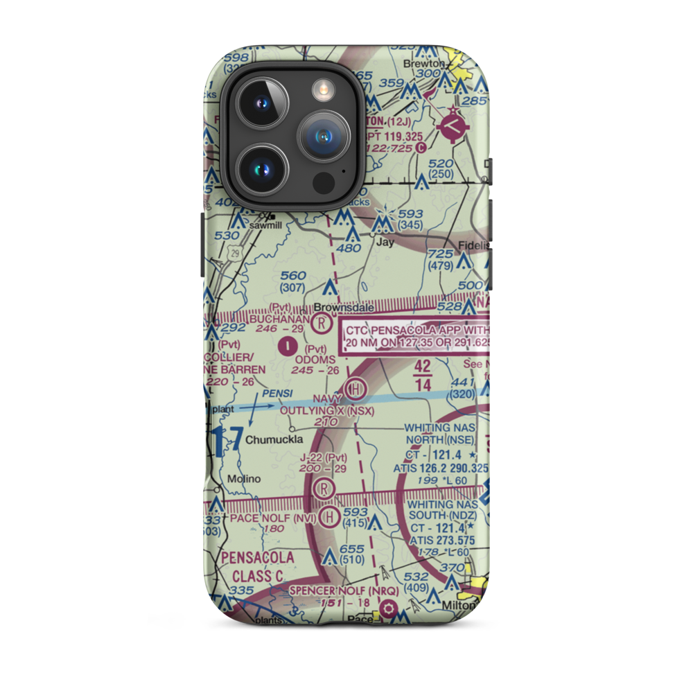 Wells Flying Service Airport (14FL) VFR Sectional  Tough iPhone Case iPhone 16 Pro Max model shown