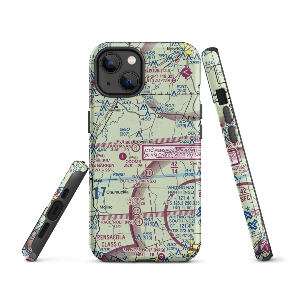 Wells Flying Service Airport (14FL) VFR Sectional  Tough iPhone Case iPhone 13 model shown
