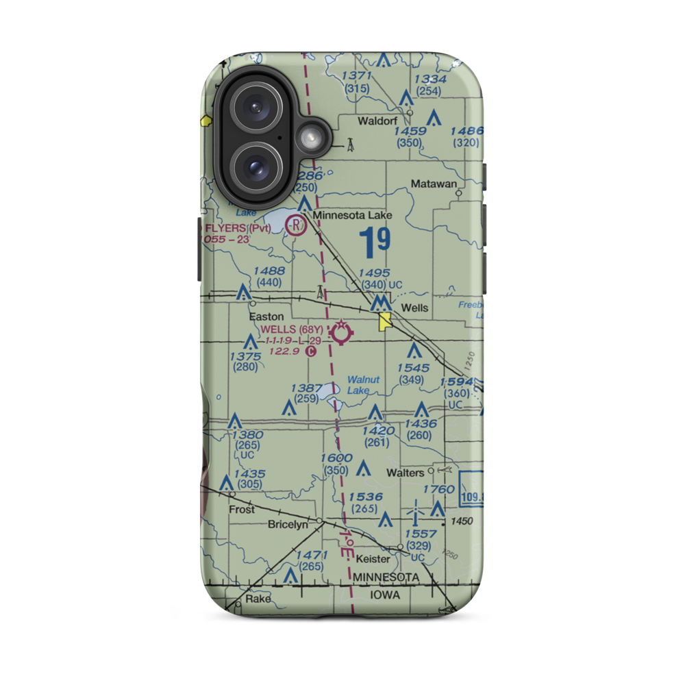 Wells Municipal Airport (68Y) VFR Sectional  Tough iPhone Case iPhone 16 Plus model shown