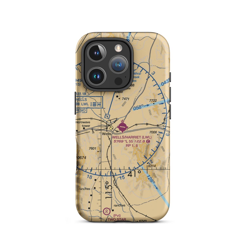 Wells Municipal Airport/Harriet Field (LWL) VFR Sectional  Tough iPhone Case iPhone 16 Pro model shown