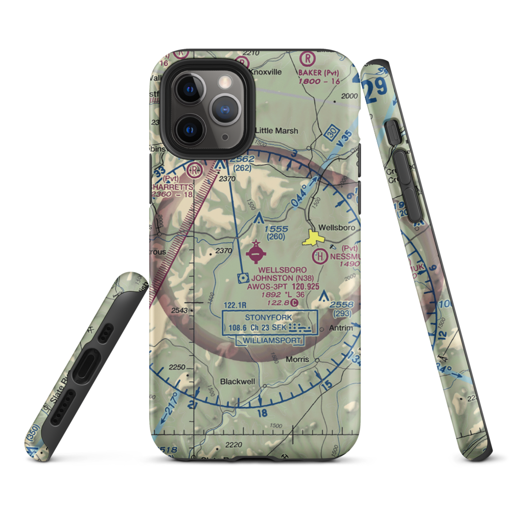 Wellsboro Johnston Airport (N38) VFR Sectional  Tough iPhone Case iPhone 11 Pro model shown