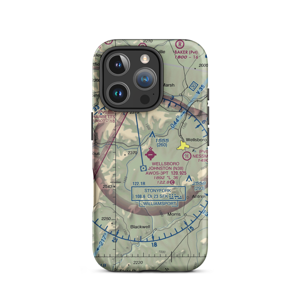 Wellsboro Johnston Airport (N38) VFR Sectional  Tough iPhone Case iPhone 16 Pro model shown