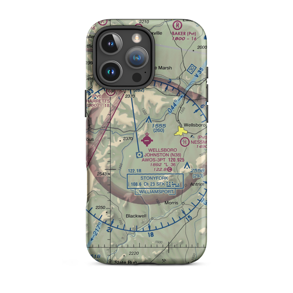 Wellsboro Johnston Airport (N38) VFR Sectional  Tough iPhone Case iPhone 16 Pro Max model shown