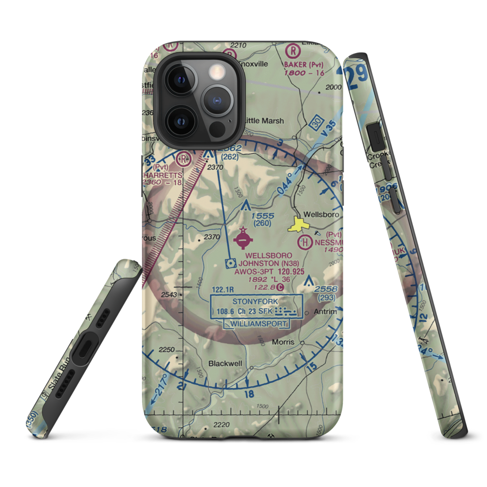 Wellsboro Johnston Airport (N38) VFR Sectional  Tough iPhone Case iPhone 12 Pro Max model shown