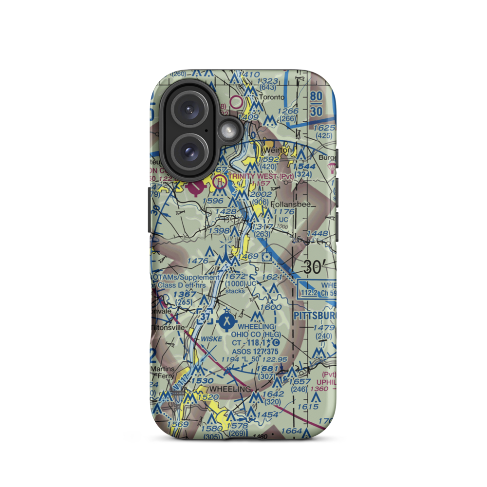 Wellsburg Seaplane Base (WV46) VFR Sectional  Tough iPhone Case iPhone 16 model shown