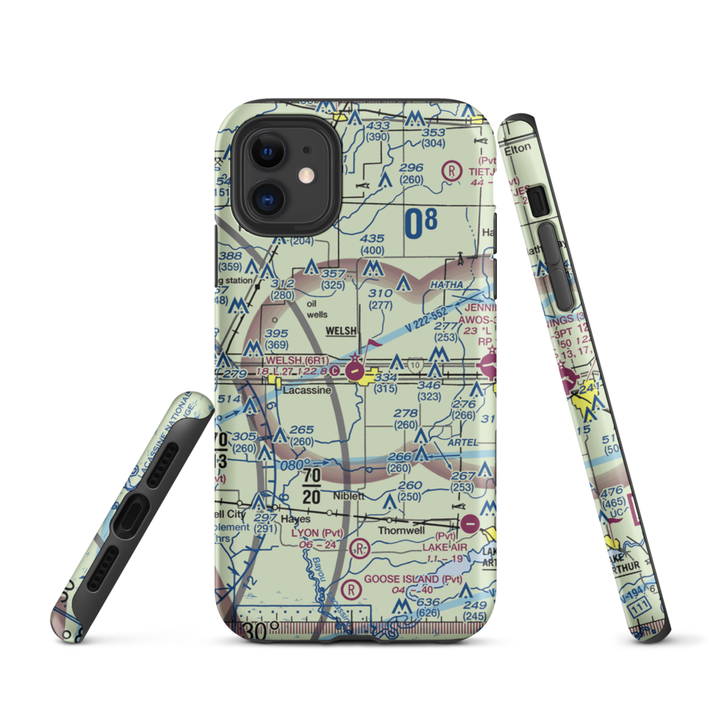 Welsh Airport (6R1) VFR Sectional  Tough iPhone Case iPhone 11 model shown