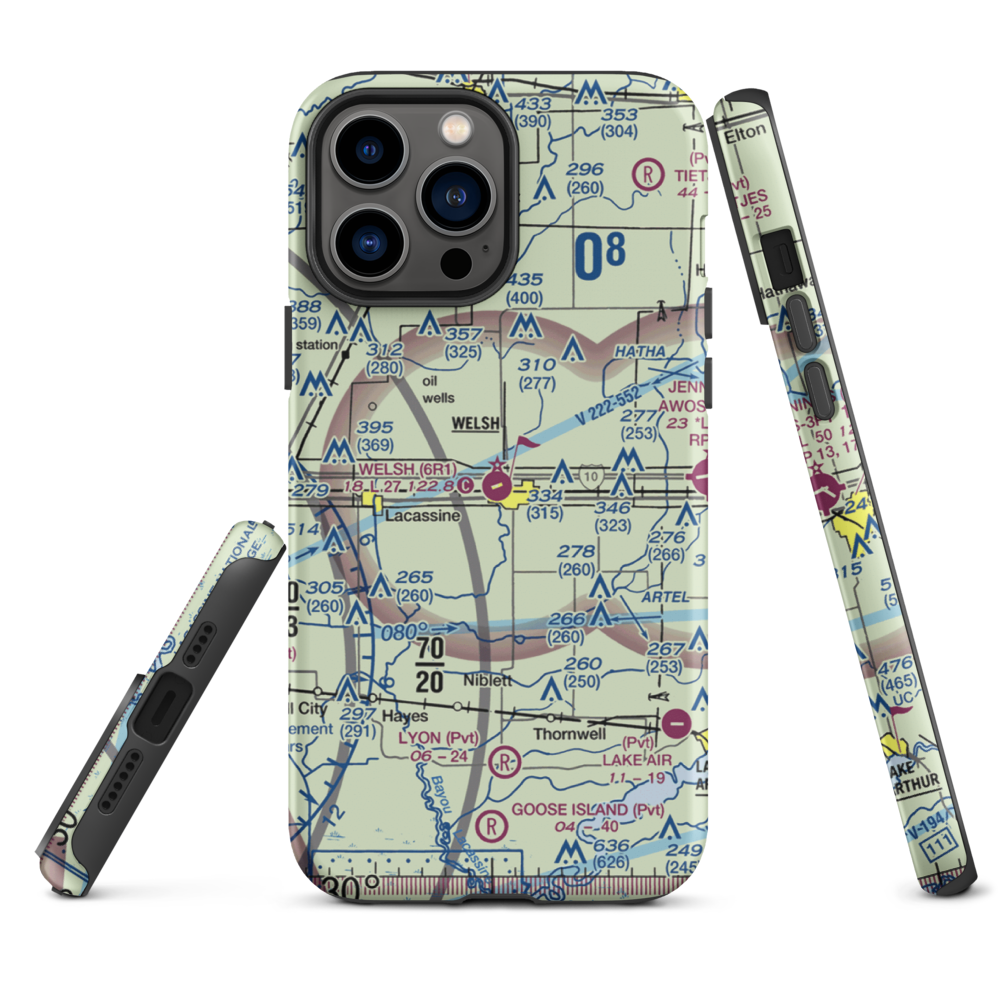 Welsh Airport (6R1) VFR Sectional  Tough iPhone Case iPhone 13 Pro Max model shown