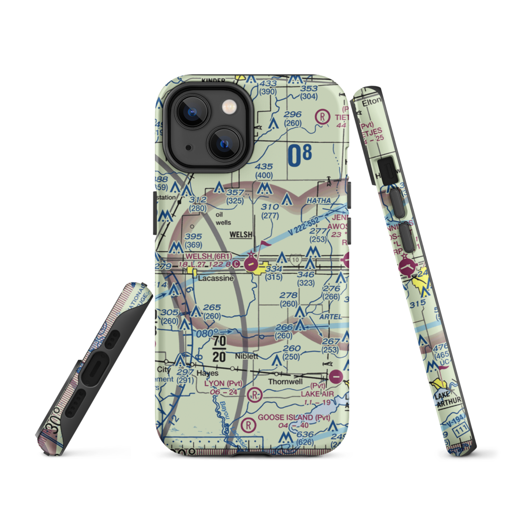 Welsh Airport (6R1) VFR Sectional  Tough iPhone Case iPhone 14 model shown
