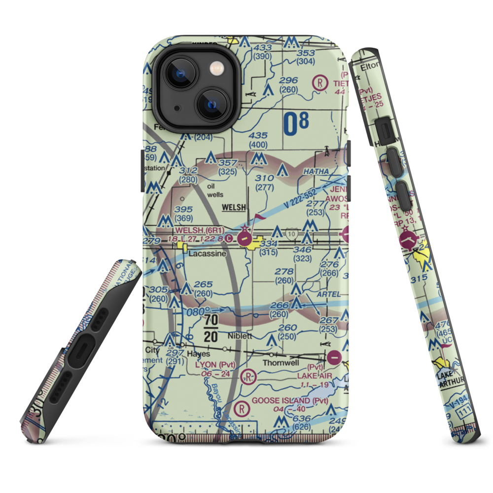 Welsh Airport (6R1) VFR Sectional  Tough iPhone Case iPhone 14 Plus model shown