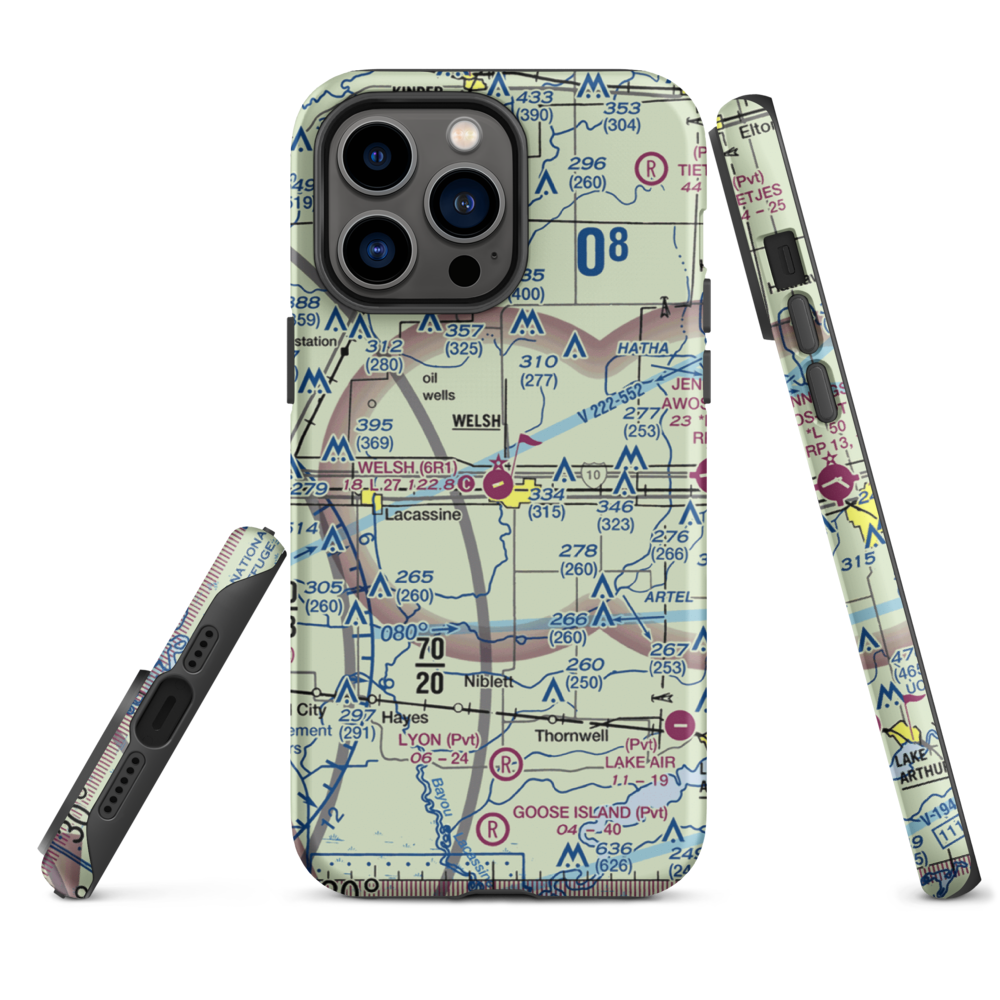 Welsh Airport (6R1) VFR Sectional  Tough iPhone Case iPhone 14 Pro Max model shown