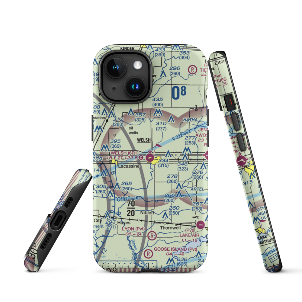 Welsh Airport (6R1) VFR Sectional  Tough iPhone Case iPhone 15 model shown